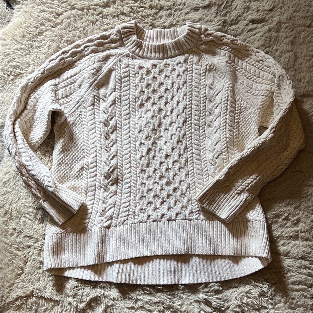 J. Crew Ivory Cable Knit Sweater L